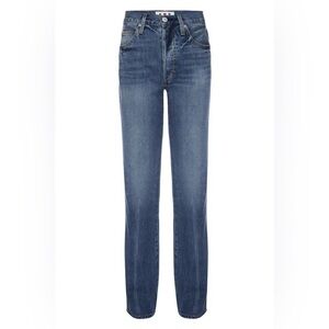 AMO Cora Crescent Full Length Straight Leg High Rise Jeans Size 28